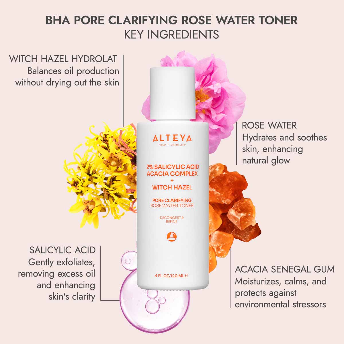 alteya organics pore clarifyung rose water bha face toner