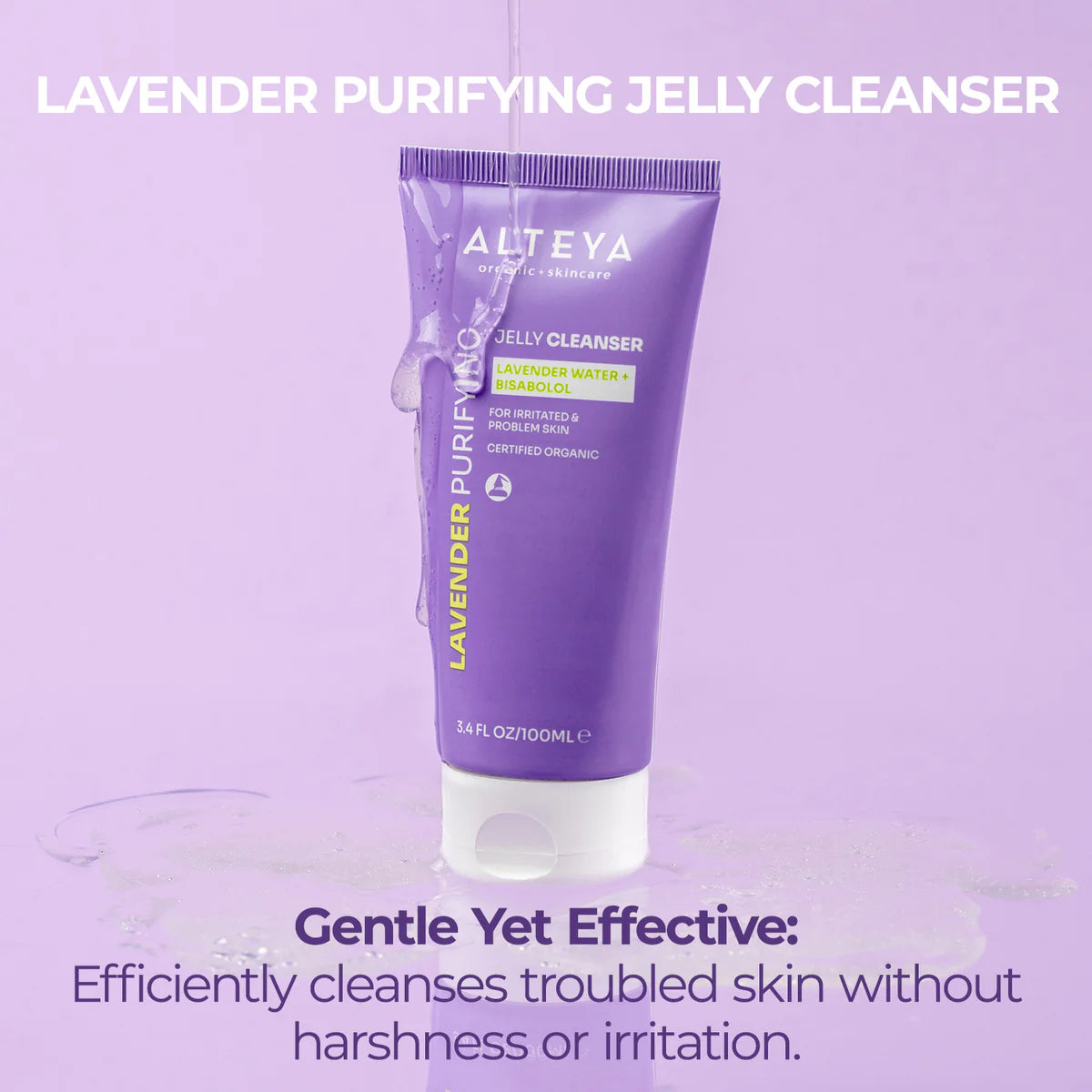 This Alteya Organics Lavender Purifying Jelly Cleanser is enriched with organic lavender water and infused with bisabolol for gentle and effective purification.