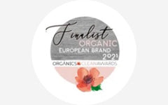A logo with the words'finest organic european brand 2020'.