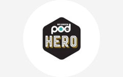 The logo for pod hero.