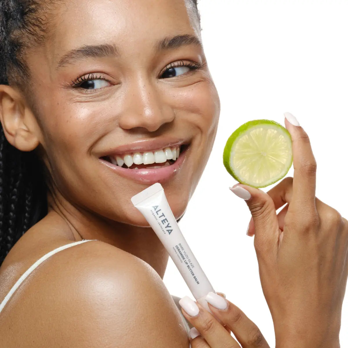 Bare yuzu glaze lip gloss with model