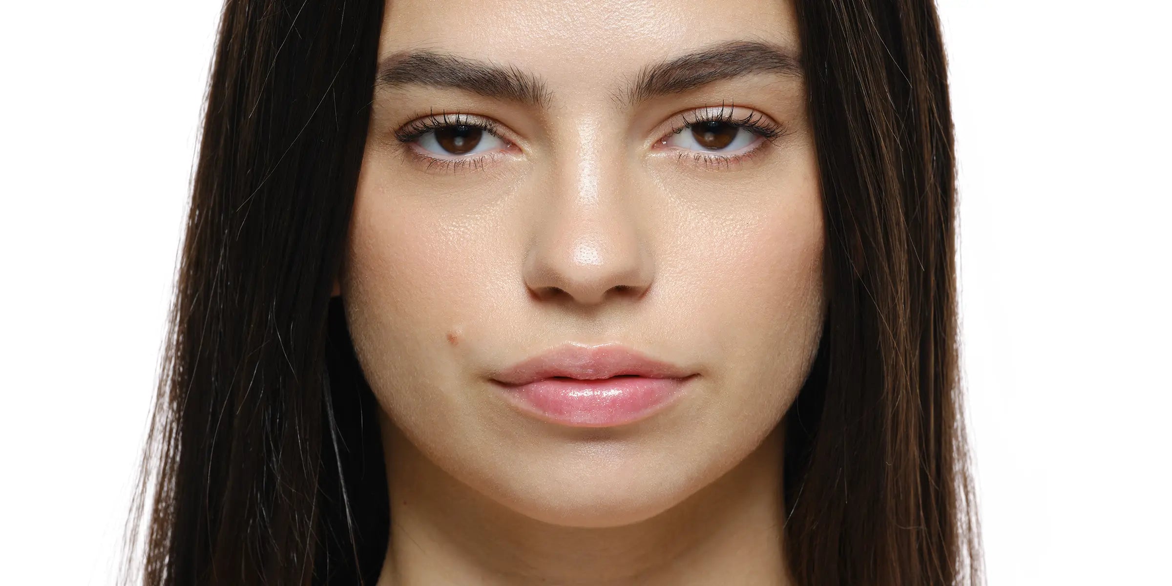Frosted marshmallow lip gloss and model