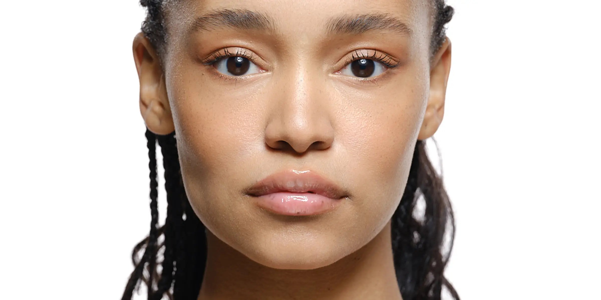 Image of a model after using lip gloss bare yuzu glaze