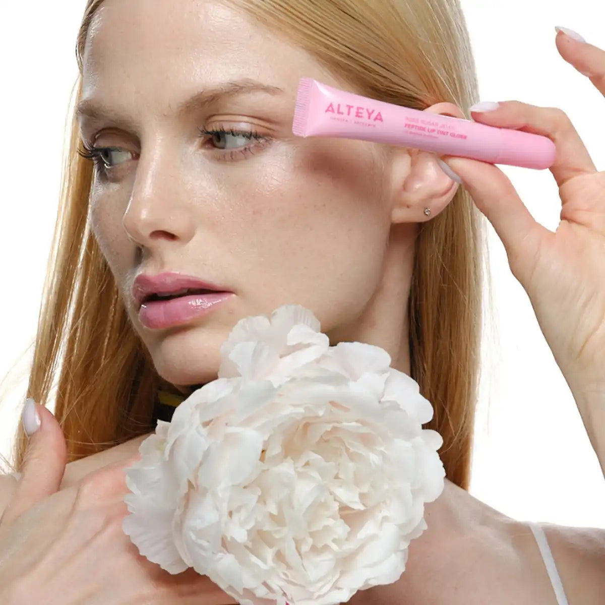 Rose sugar jelly lip gloss and flower