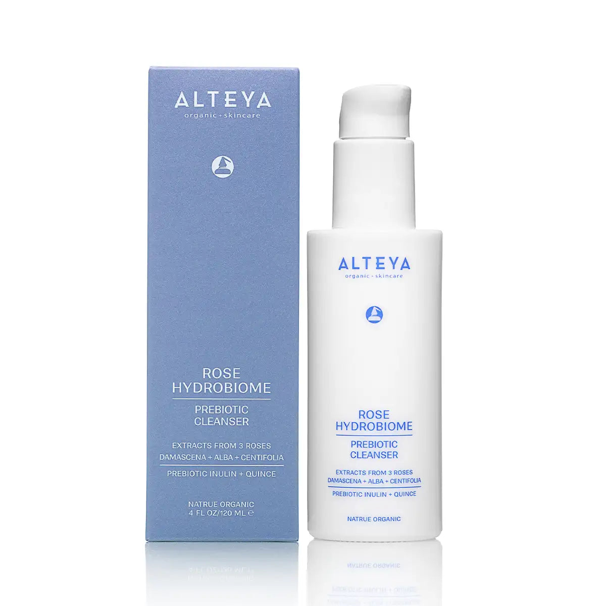 Rose Hydrobiome Prebiotic Cleanser infused with Three-Rose Complex is a cosmeceutical hydrating serum that nourishes the skin.