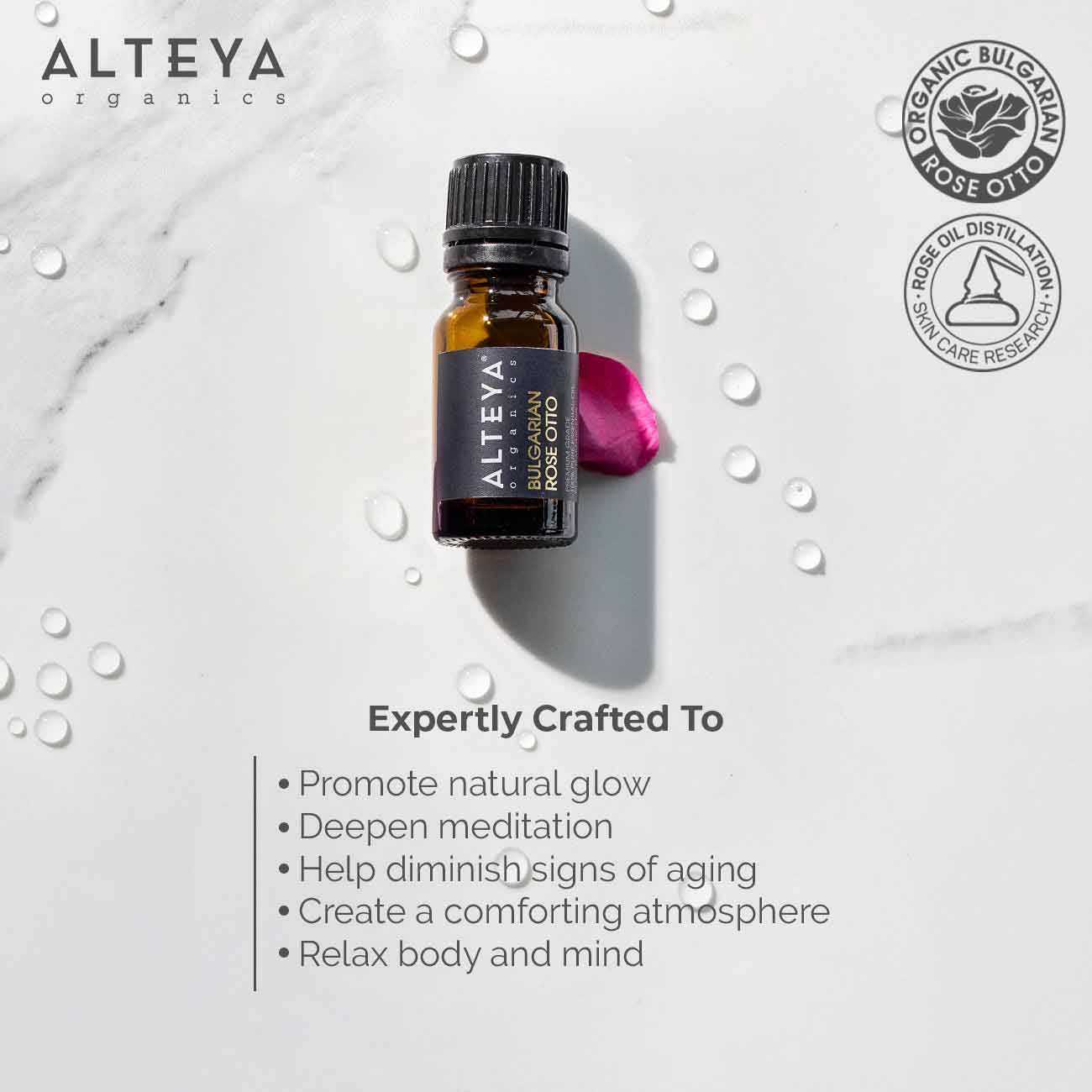 Alteya Organics Bulgarian Rose Essential Oil - Rose Otto - 100% Pure - 10ml.