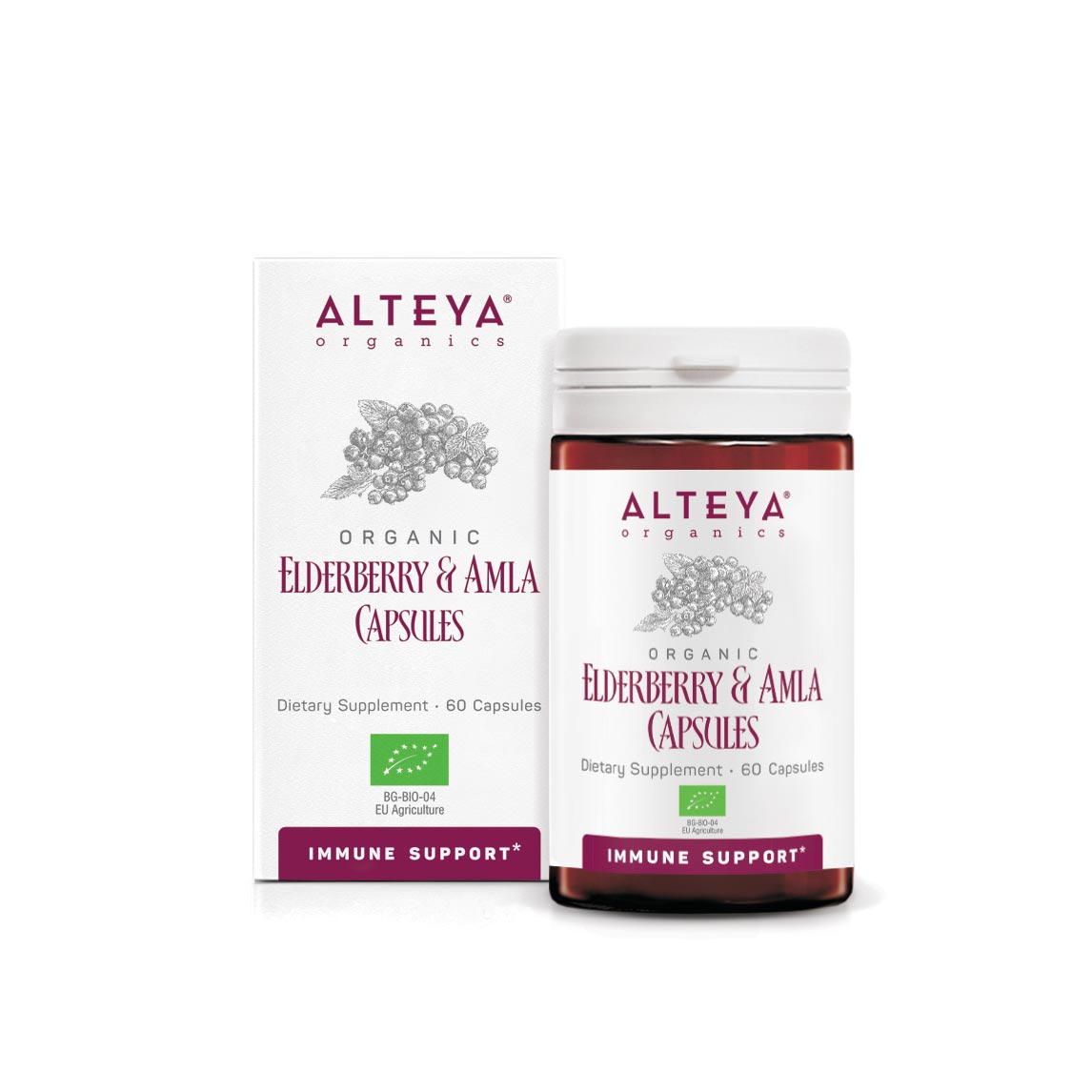 Alteya Organics organic elderberry & amla capsules offer immunity benefits.