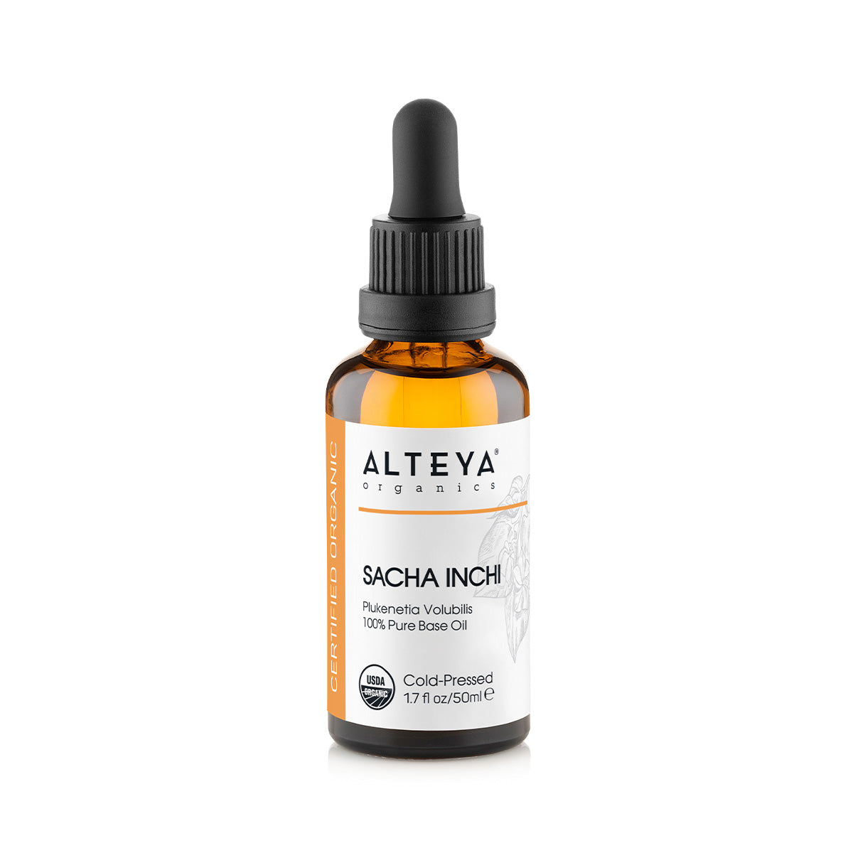 A bottle of Alteya Organics' Organic Sacha Inchi Seed Carrier Oil rich in omega-3 fatty acids.