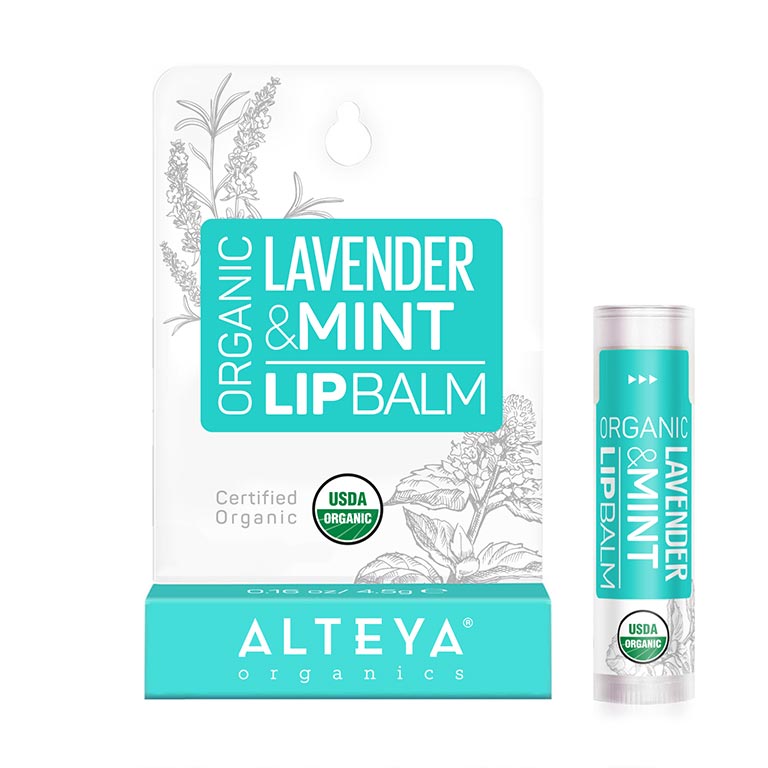 This Alteya Organics Lavender Mint Lip Balm, infused with the calming scents of lavender and mint, effectively moisturizes and protects your lips.