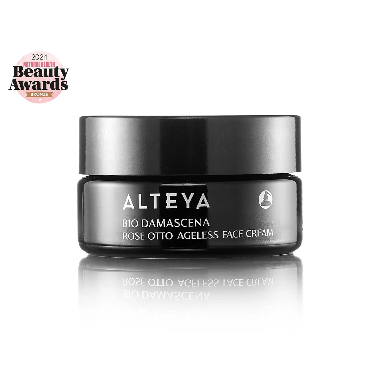 Rose Otto Ageless Face Cream with white truffle extract on a white background Bio Damascena Alteya Organics