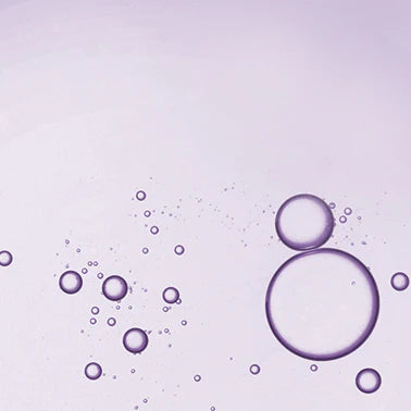 Purple water bubbles on a white background.