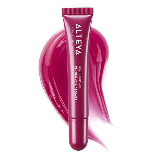peptide lip tint gloss raspberry jam with swatch
