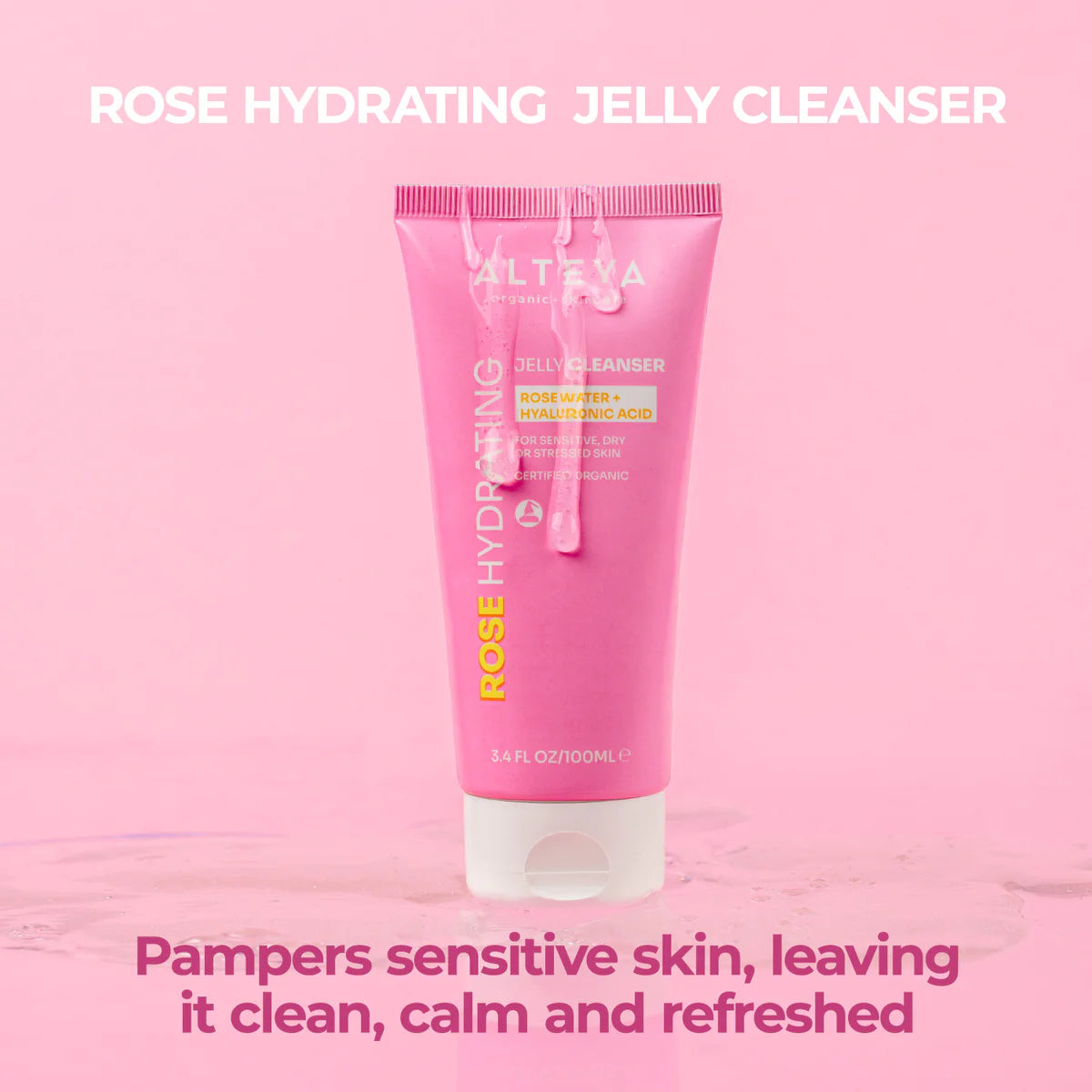 This Alteya Organics Rose Hydrating Jelly Cleanser is formulated with organic rose water, providing a gentle and refreshing cleanse. Infused with hyaluronic acid, it deeply hydrates the skin.