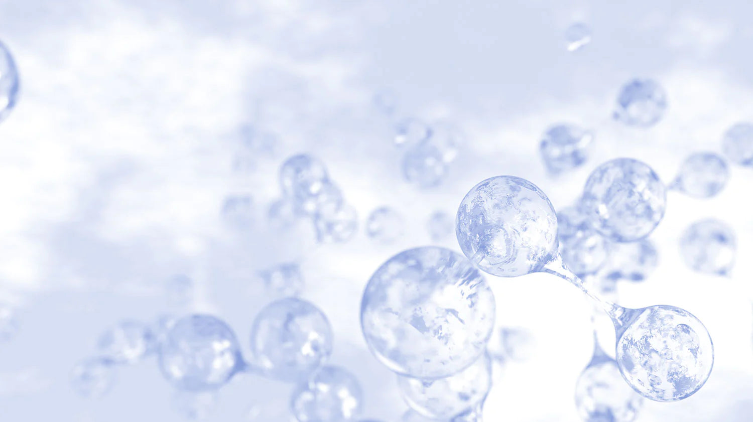 Bubbles floating in the air on a blue background.