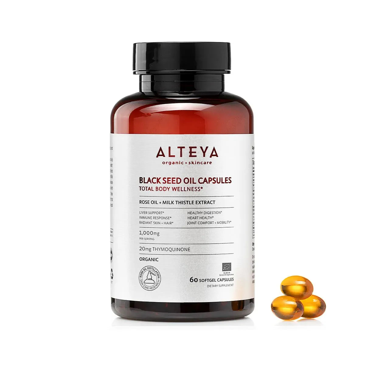 black seed oil capsules rose oil and milk thistle extract