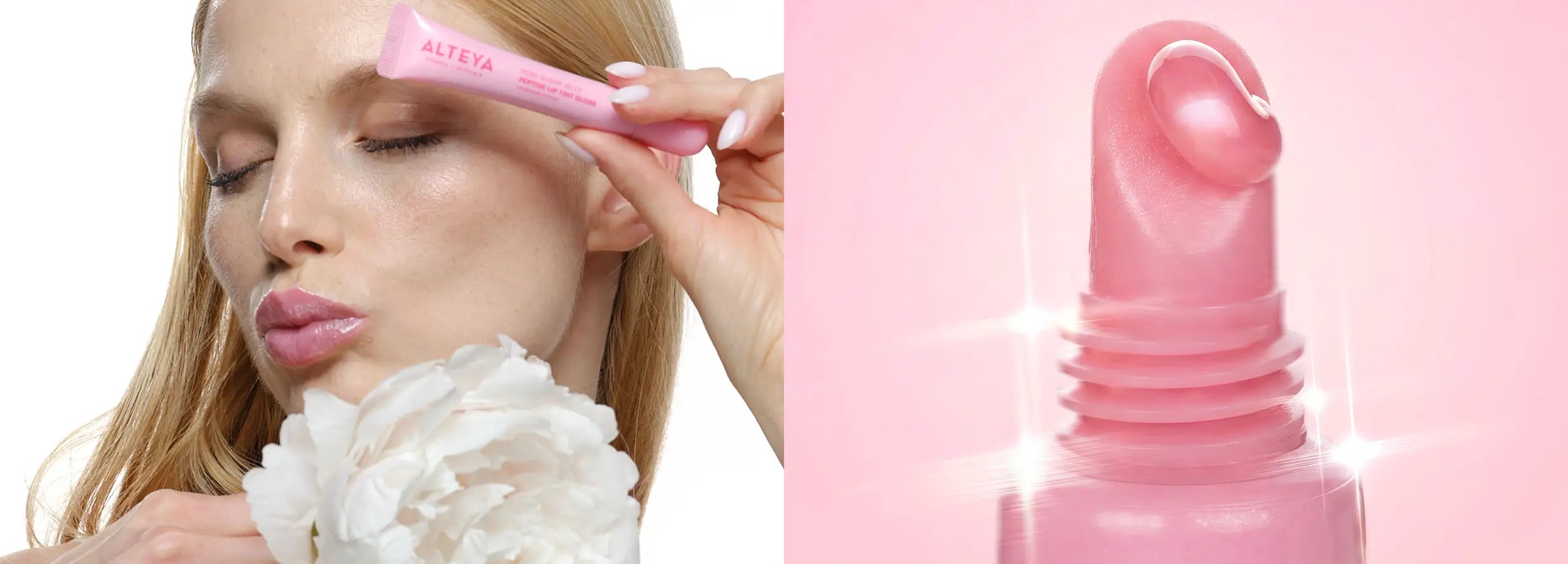 Rose sugar jelly lip gloss banner