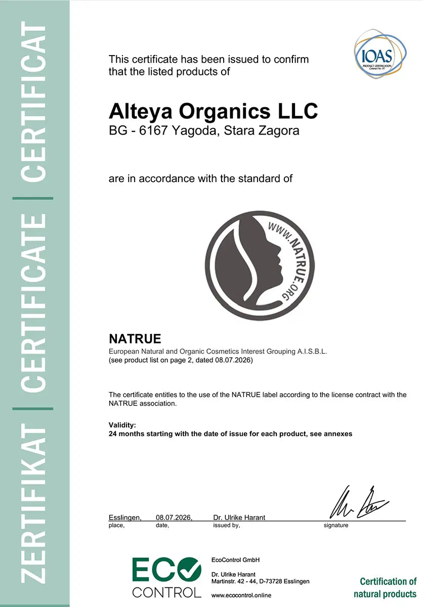 natrue certificate alteya organics