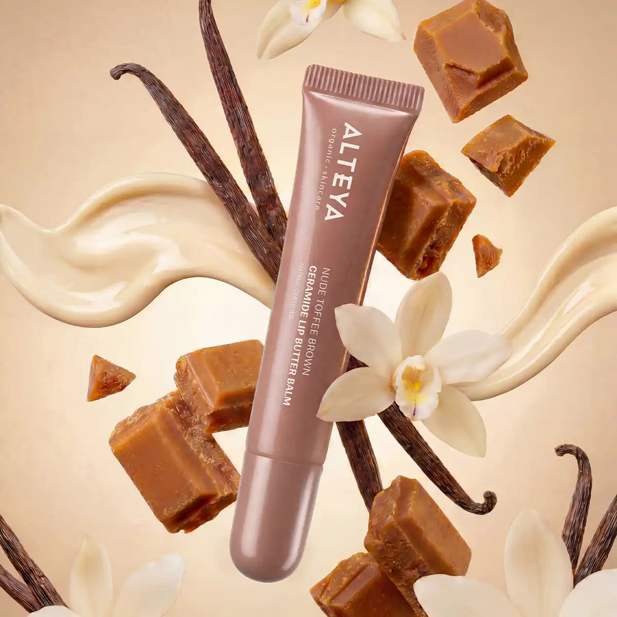 Nude toffee brown lip gloss and candies