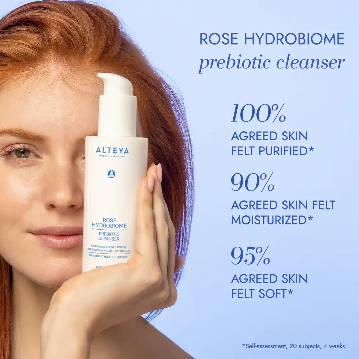 rose hydrobiome prebiotic cleanser 100%agreed skin