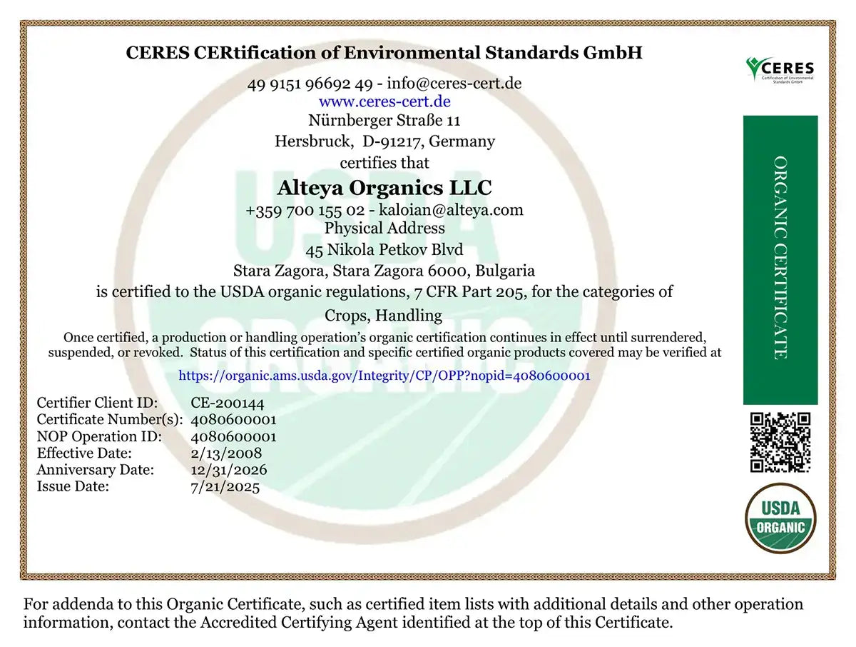 usda certificate alteya organics