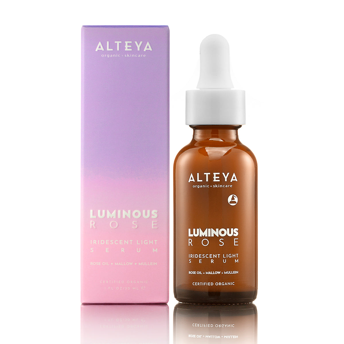 Iridescent Light Serum Luminous Rose 30ml by Alteya Organics is a moisturizing serum that deeply hydrates the skin.