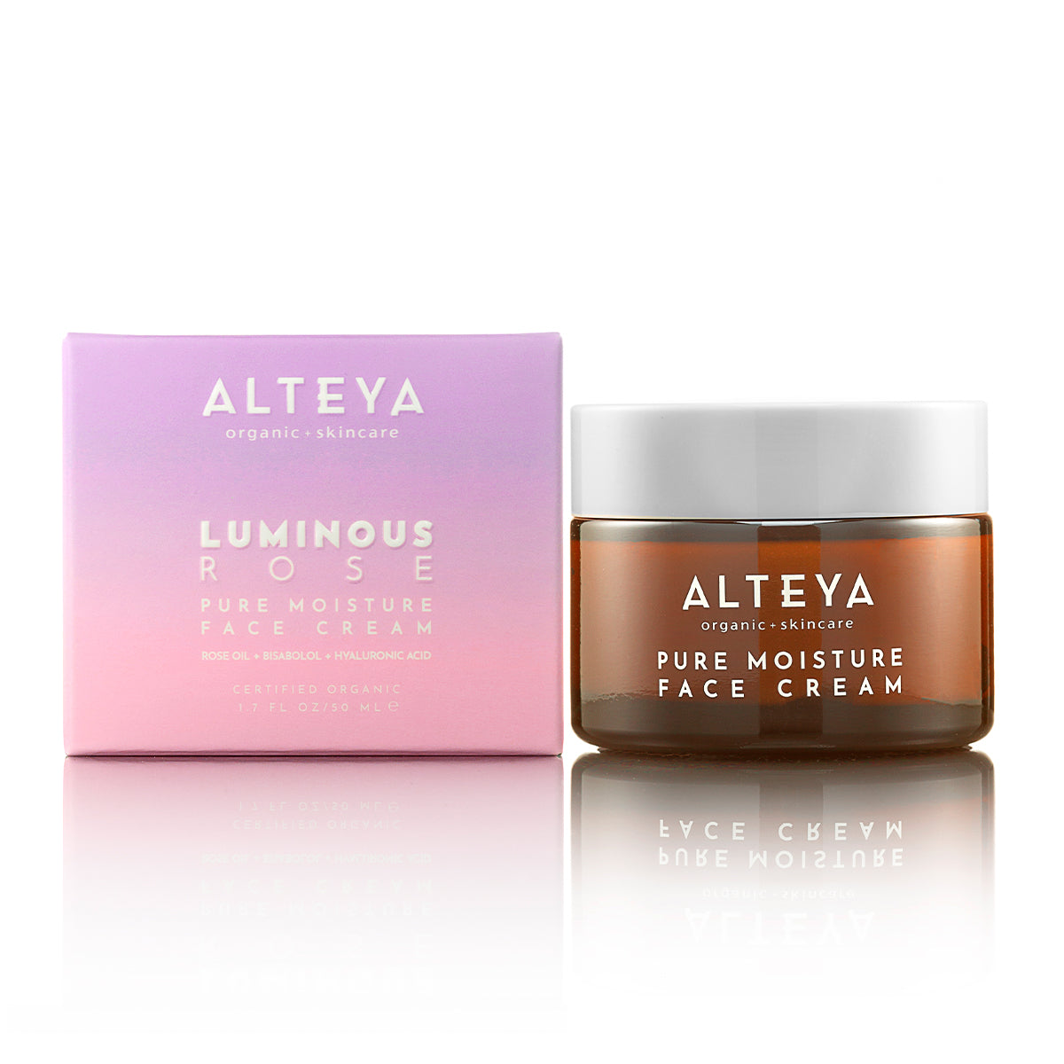 Alteya Organics Pure Moisture Face Cream Luminous Rose is a 50ml moisturizer that enhances elasticity and provides optimal hydration to the skin.