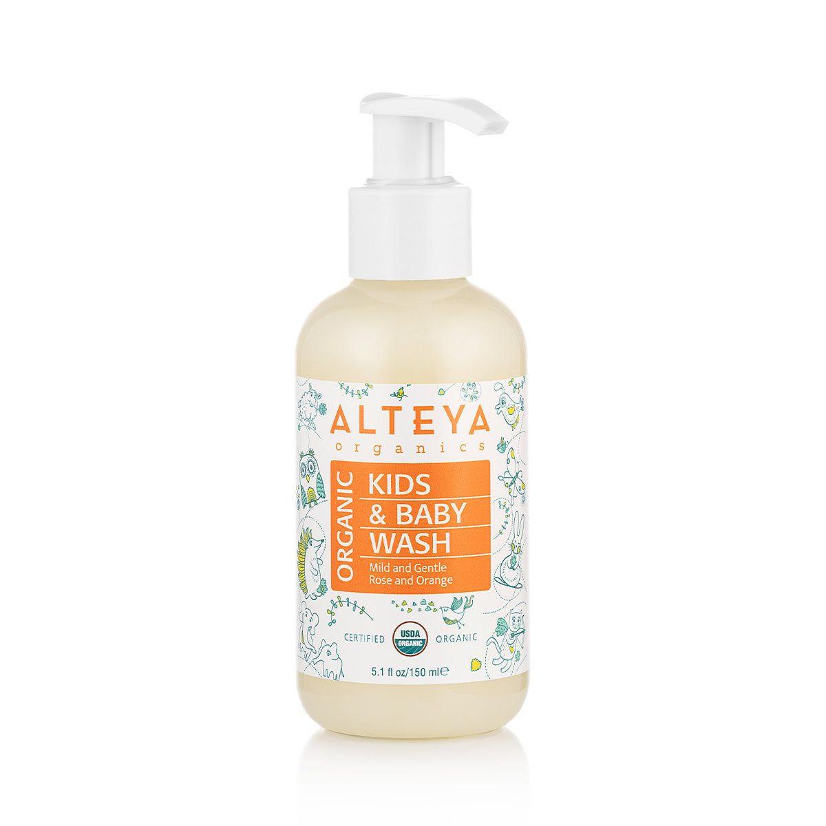A bottle of Alteya Organics' Organic Baby Wash - Mild and Gentle 5.1 Fl Oz, specially formulated for sensitive skin.
